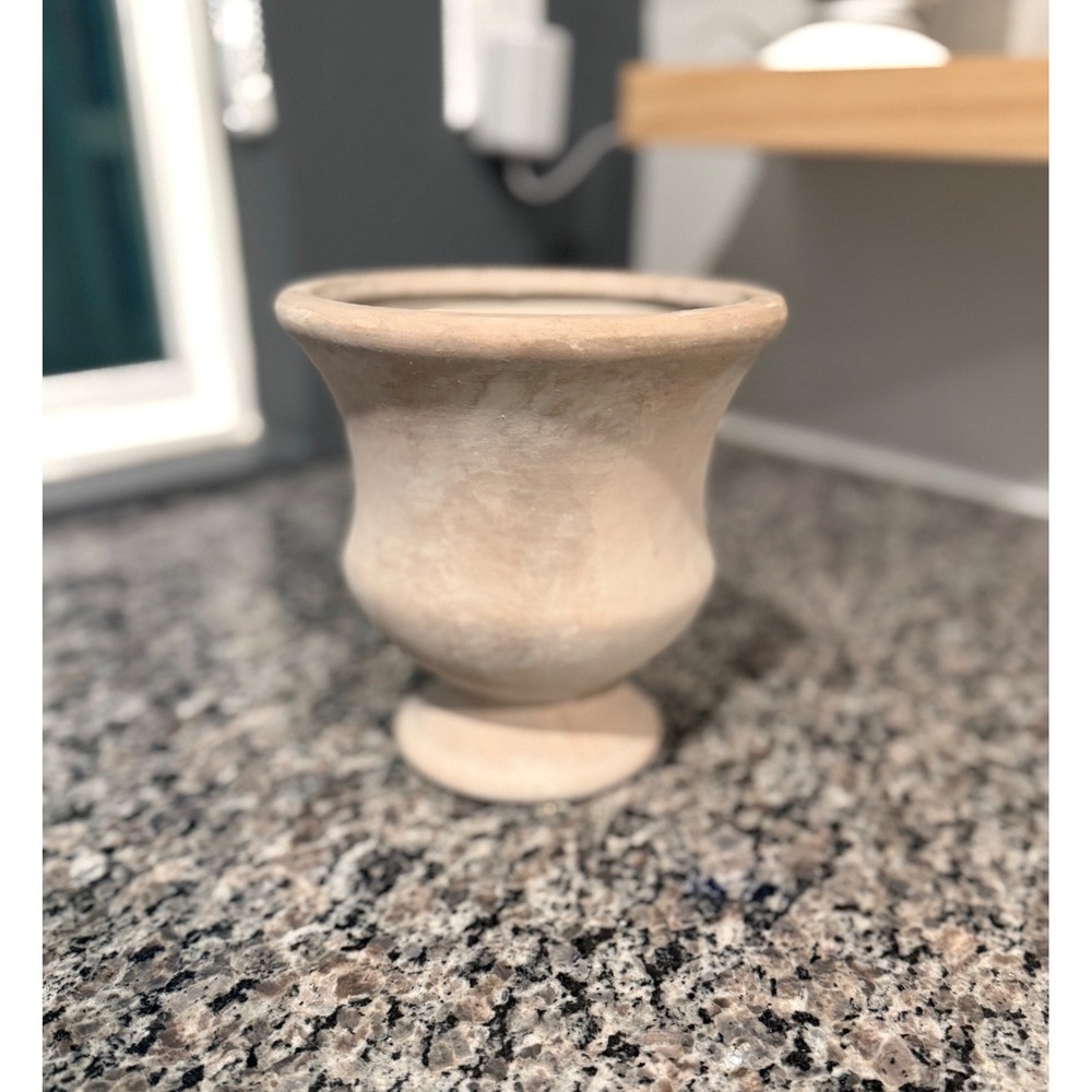 McGee + Co. grey Terracotta Chalice Planter Weathered Pedestal Vase Urn Planter